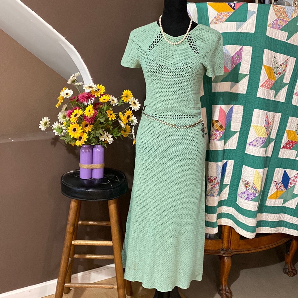 Exquisite Vintage Hand Crochet Dress